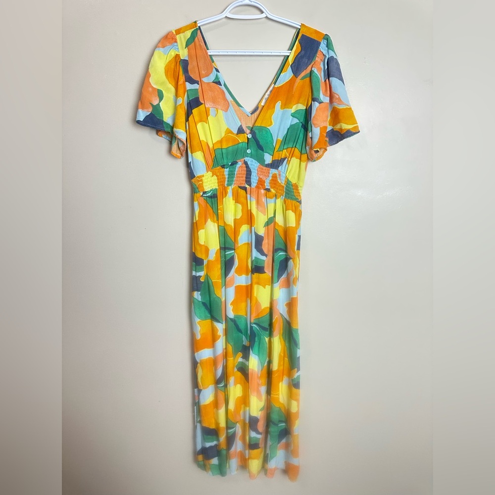 Abel the Label Size M Colorful Floral V-Neck Dress